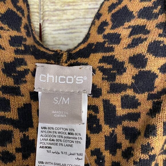 *NWT* CHICO'S Lagenlook Boho Animal Leopard Print Ruana Wrap Size S/M - Picture 6 of 8
